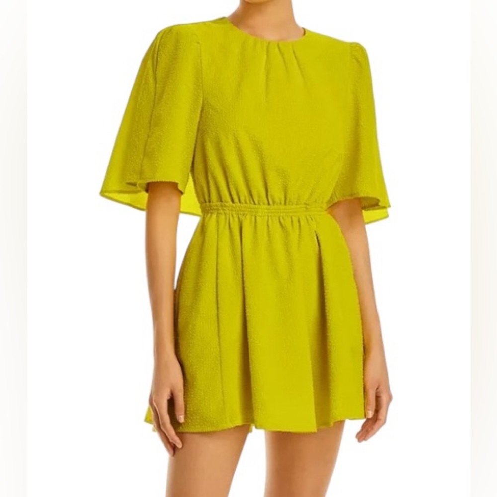 Essential Antwerp Citrine Yellow Dottie Textured Capelet Mini Dress-Size 34/US 2